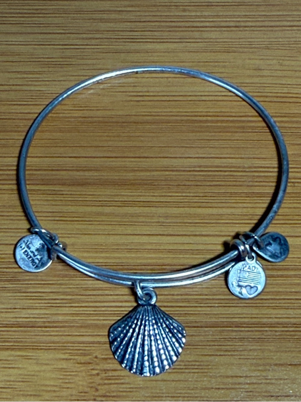 Alex and Ani Silver Shell Pendant Bangle